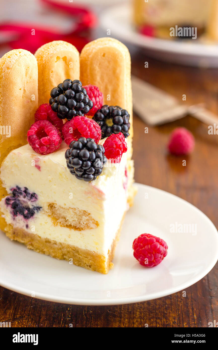 Charlotte Cake with Mixed Berries Stock Photo Alamy