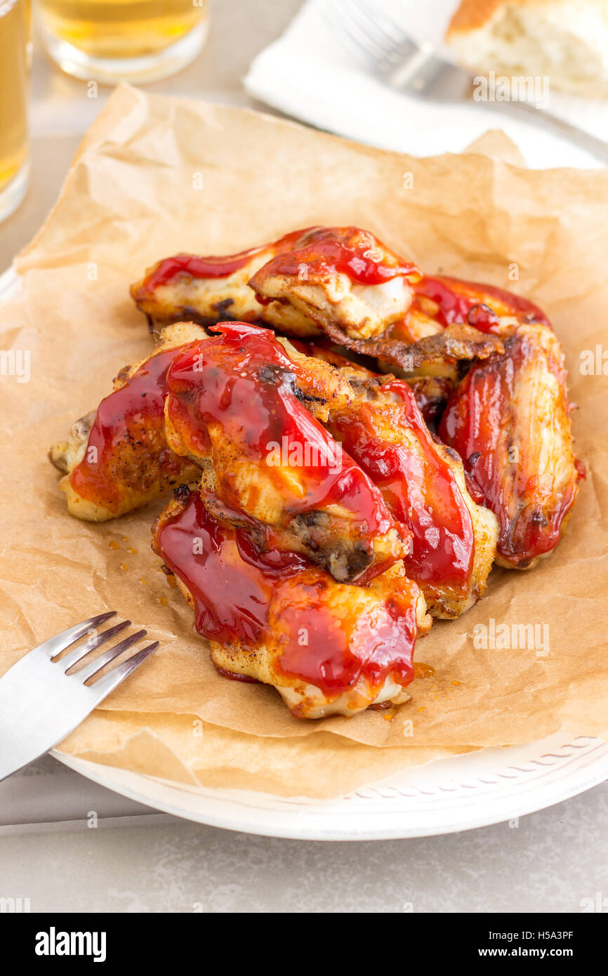 Homemade Spicy Chicken Wings Stock Photo