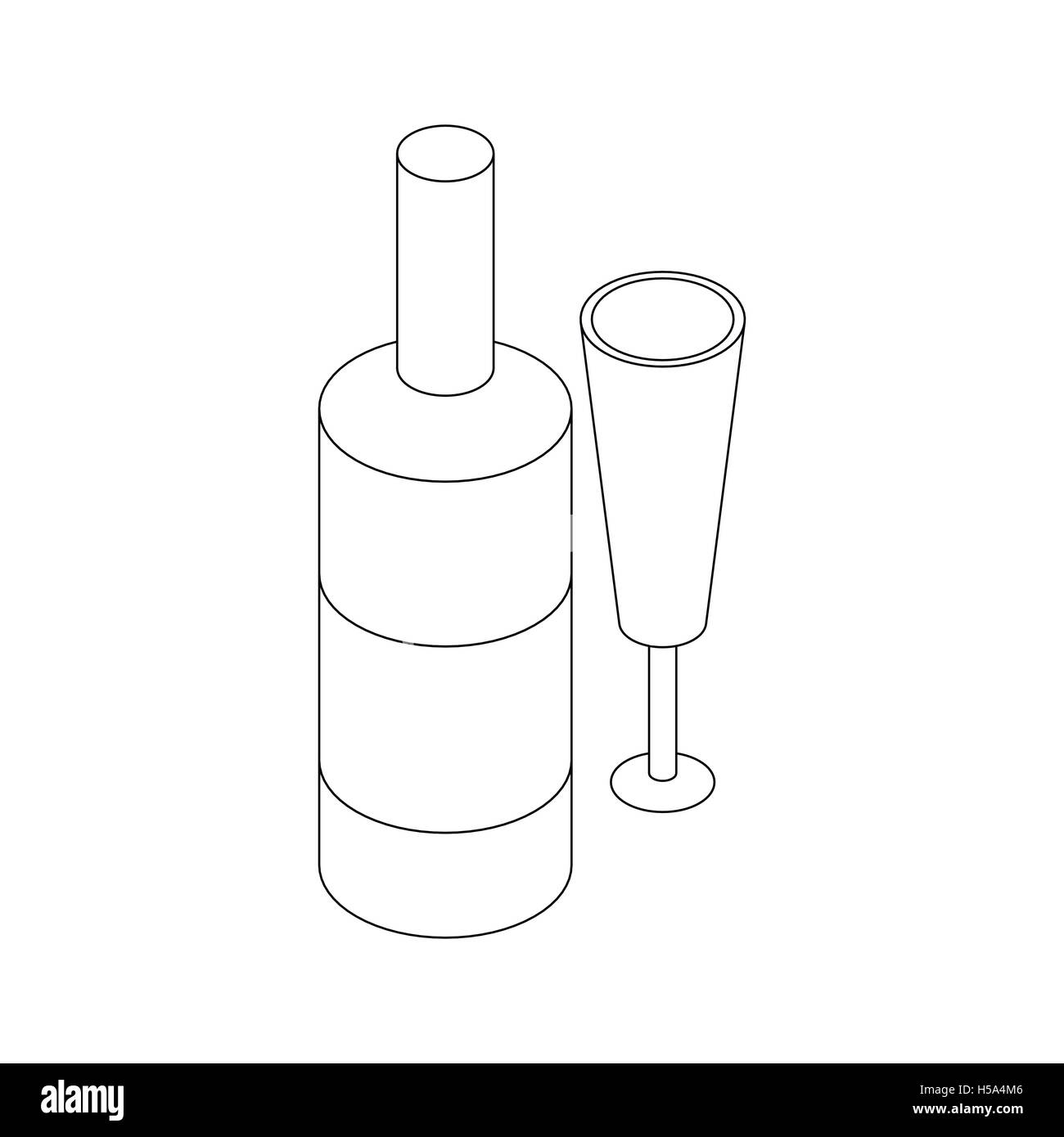 Wine bottle and wine glass icon isometric 3d style Stock Vector Image ...