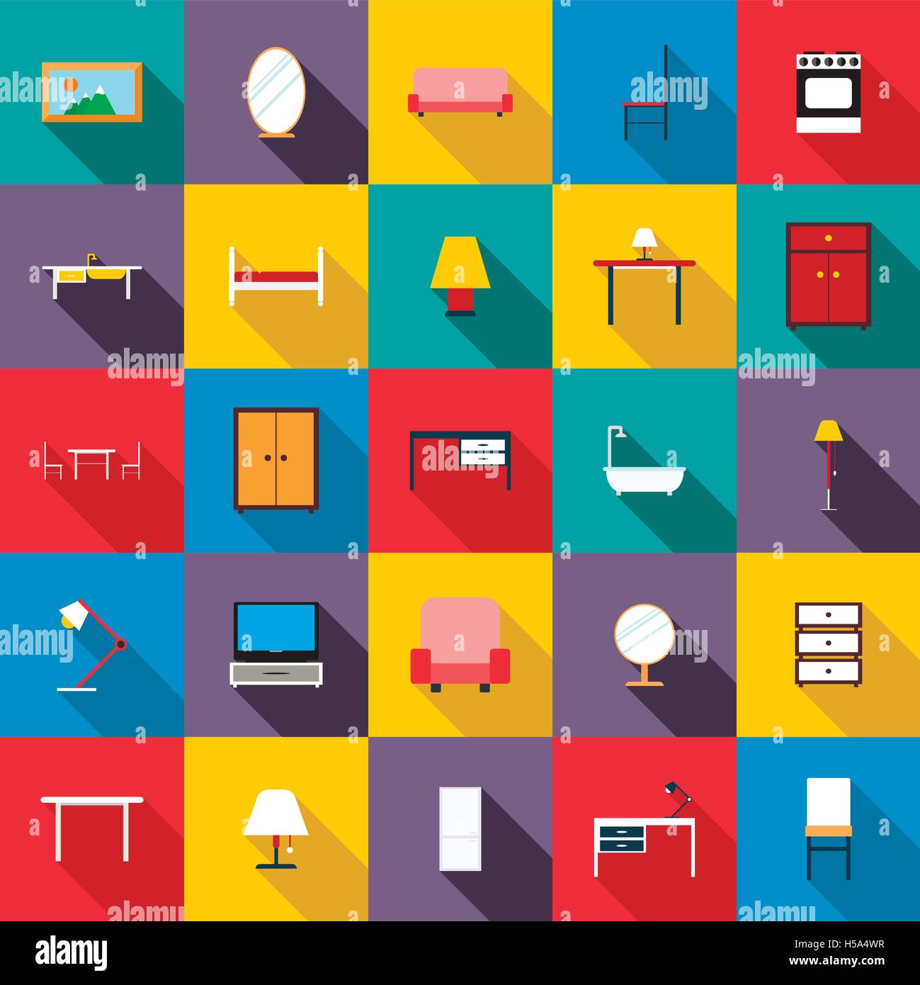 Furniture icons set, flat style Stock Vector Image & Art - Alamy