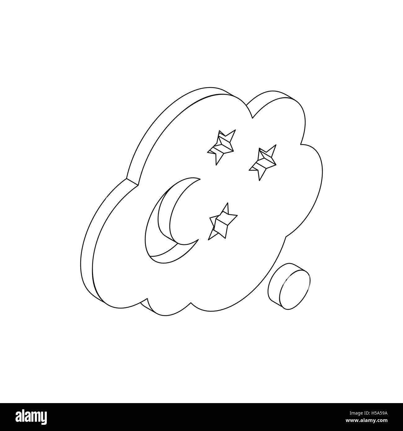 Cloud stars and moon icon, isometric 3d style Stock Vector Image & Art ...
