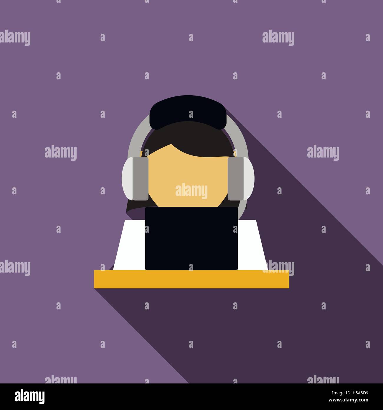 Woman in a headset with laptop icon Stock Vector Image & Art - Alamy