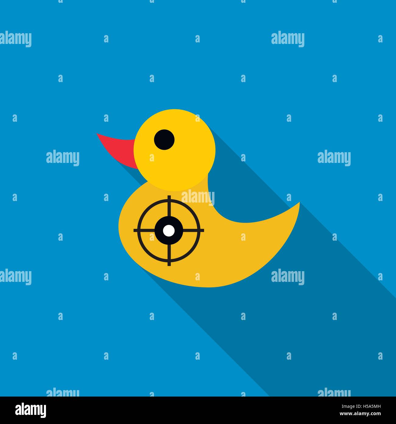 Yellow duck target icon, flat style Stock Vector