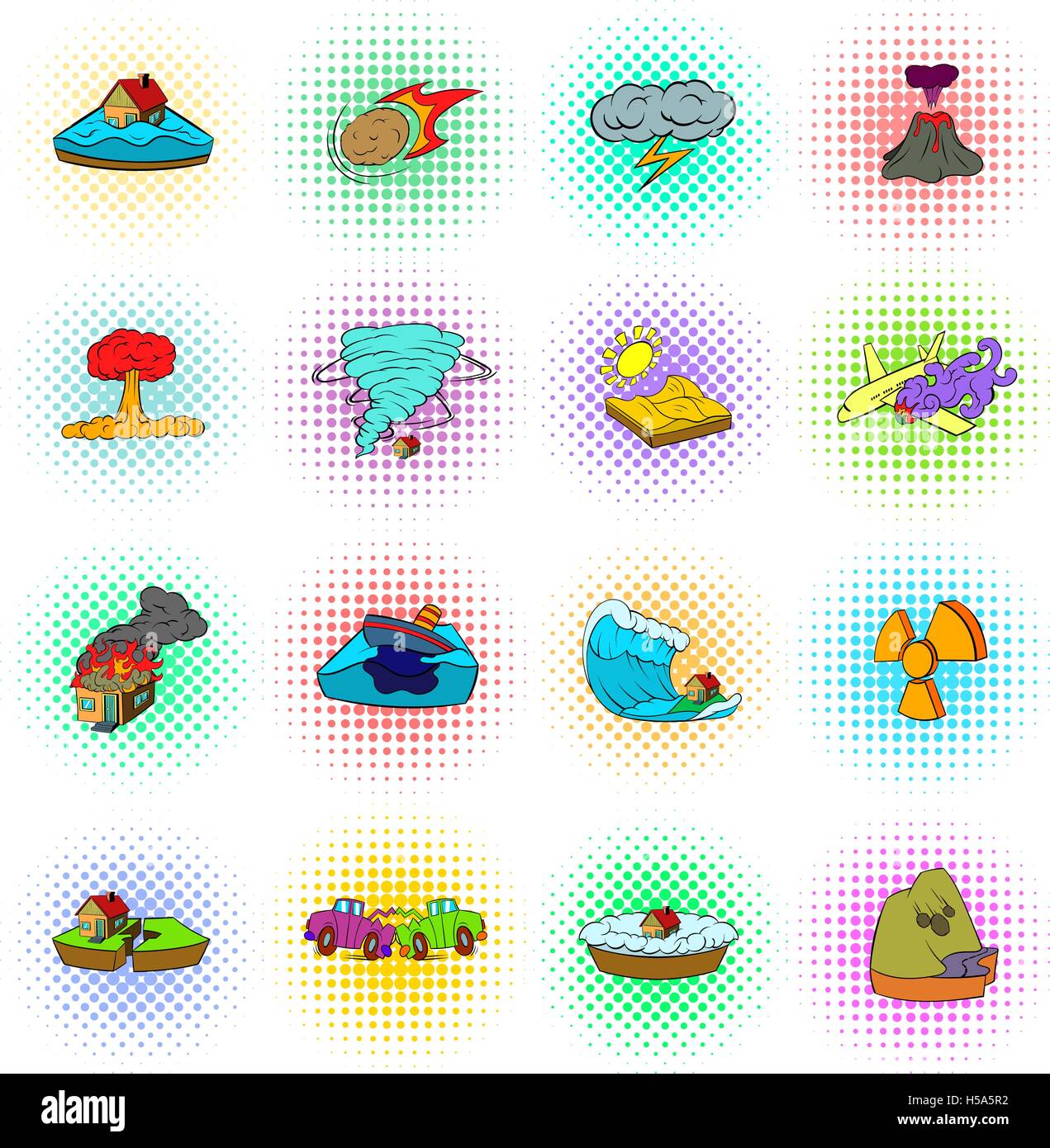 Natural disaster icons set, pop-art style Stock Vector Image & Art - Alamy