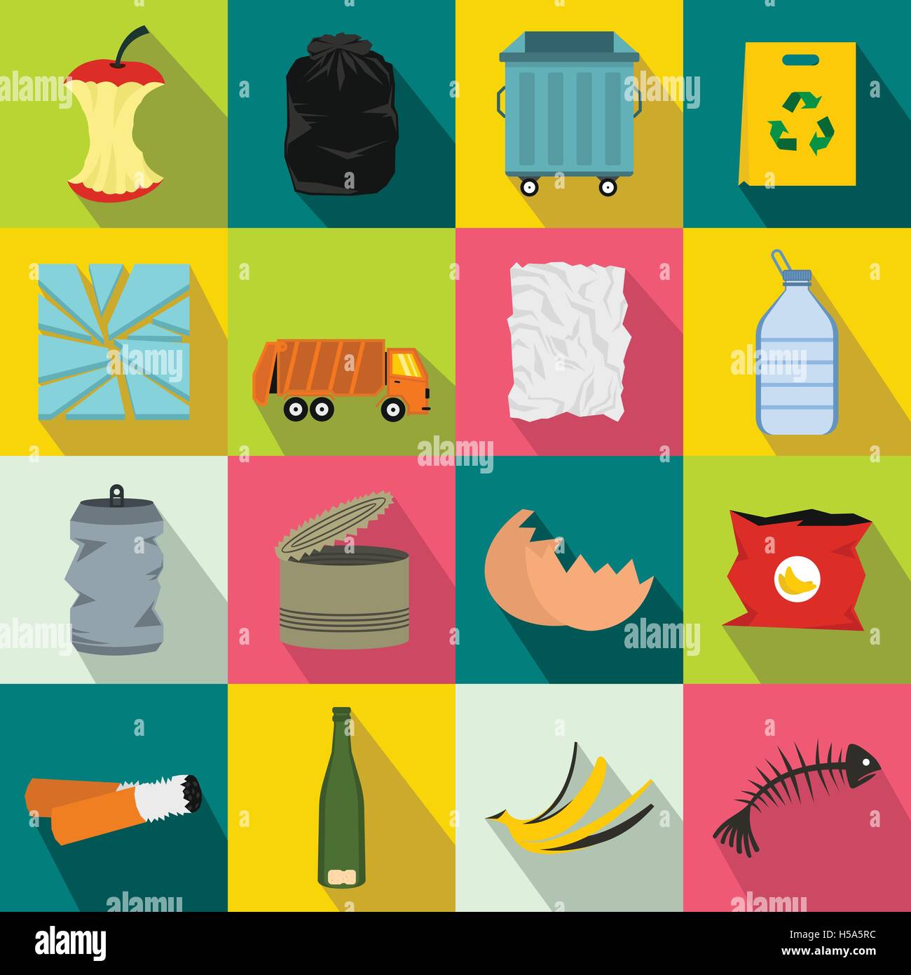 Waste and garbage icons set, flat style Stock Vector Image & Art - Alamy