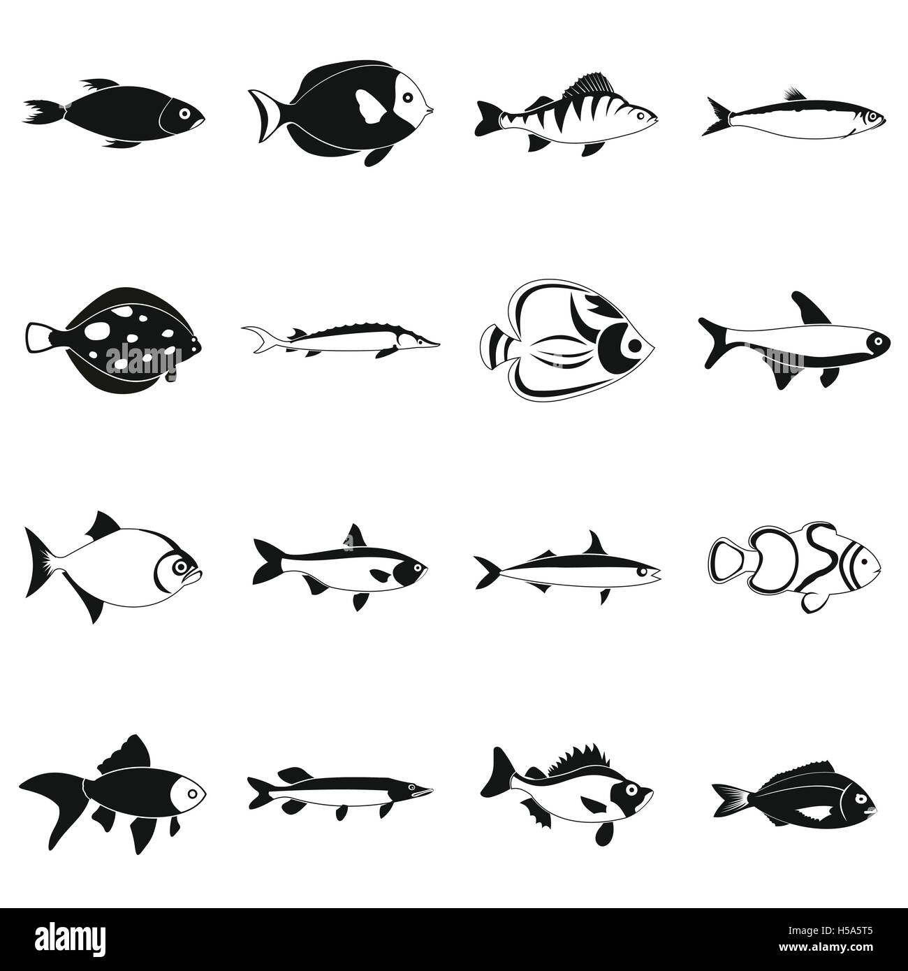 Fish icons set, simple style Stock Vector Image & Art - Alamy