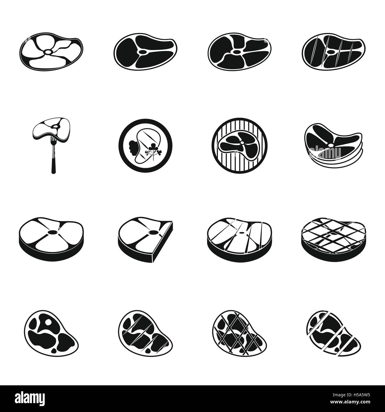 Raw beef steak set Black and White Stock Photos & Images - Alamy