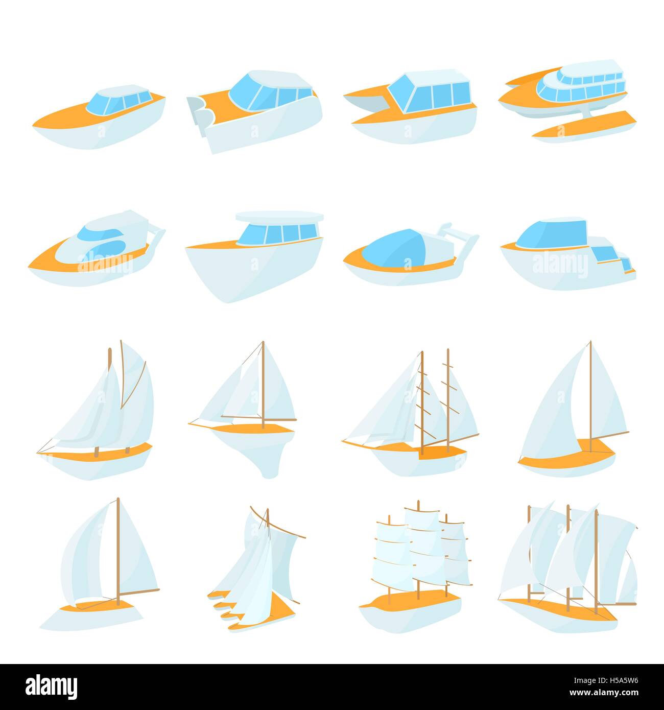 Yacht icons set, cartoon style Stock Vector Image & Art - Alamy