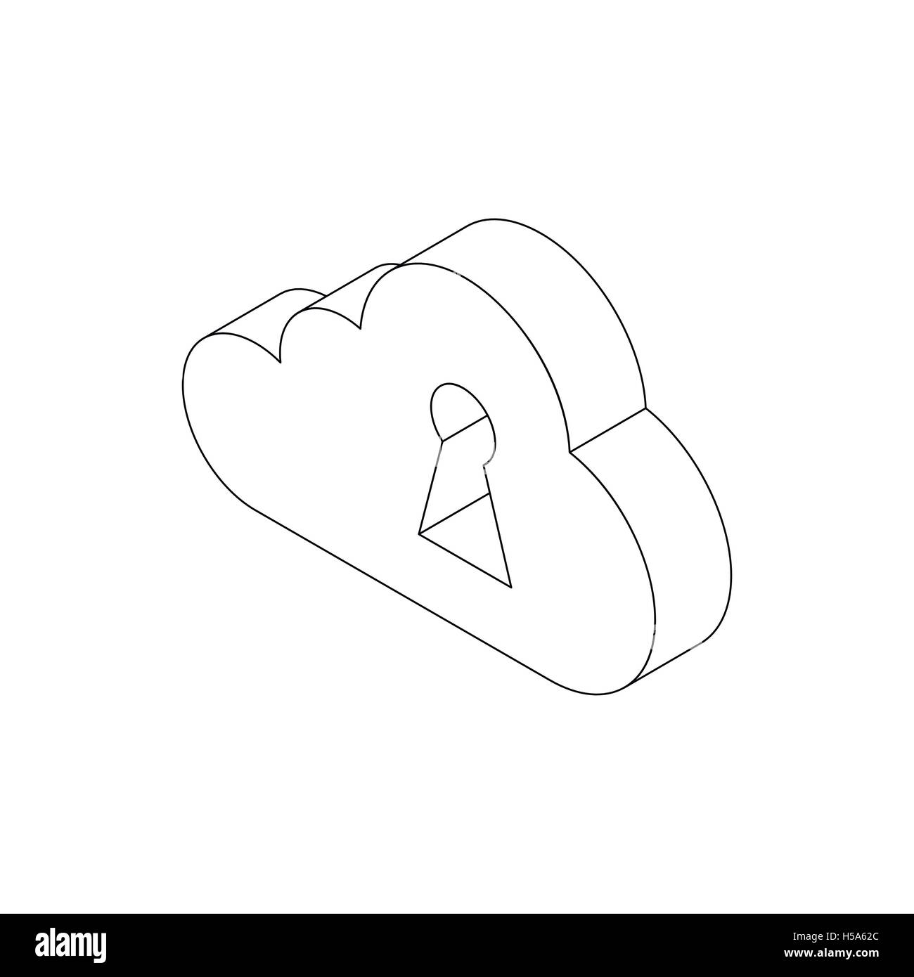 White cloud and keyhole icon, isometric 3d style Stock Vector Image ...