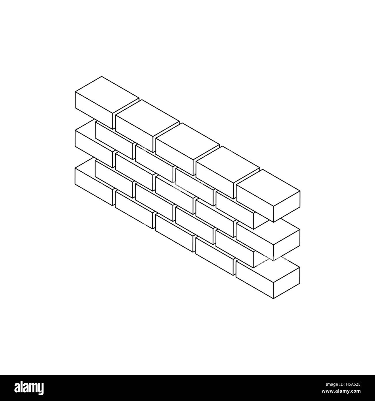 Part of brick wall icon, isometric 3d style Stock Vector