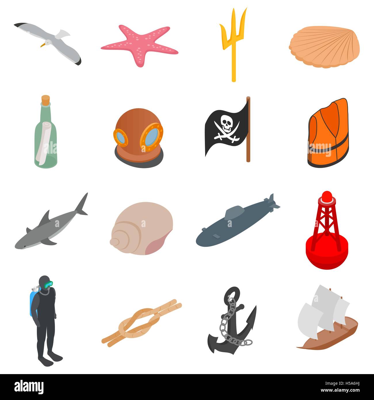 Sea Icons set, isometric 3d style Stock Vector Image & Art - Alamy