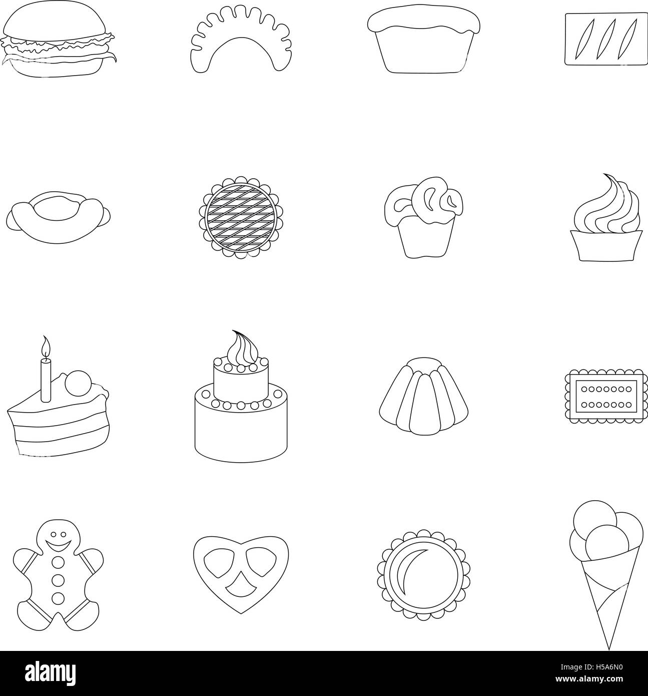 Bakery icons set, thin line style Stock Vector Image & Art - Alamy