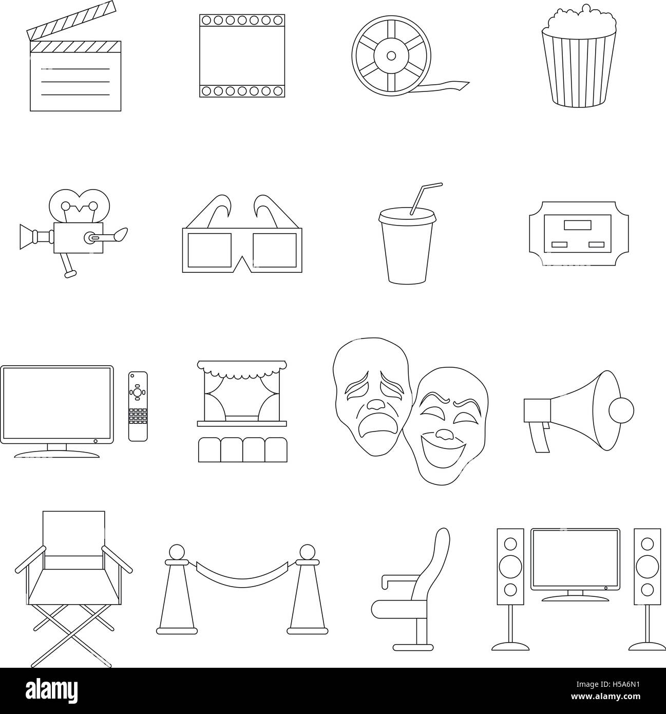 Cinema icons set, thin line style Stock Vector Image & Art - Alamy