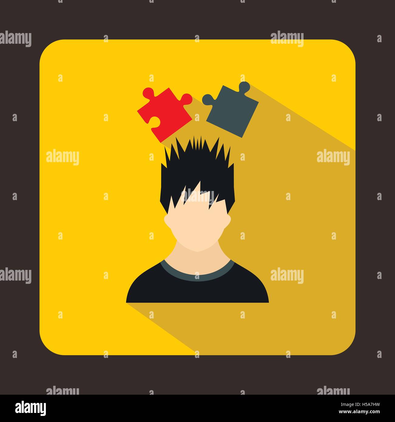 Man with puzzles over head icon, flat style Stock Vector Image & Art ...