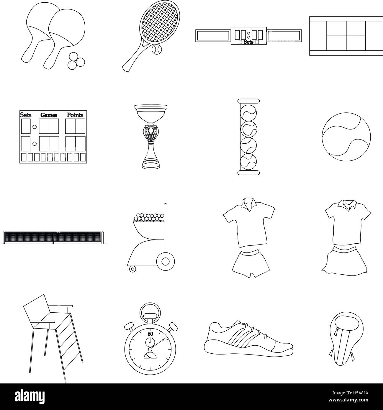 Tennis icons set, thin line style Stock Vector Image & Art - Alamy