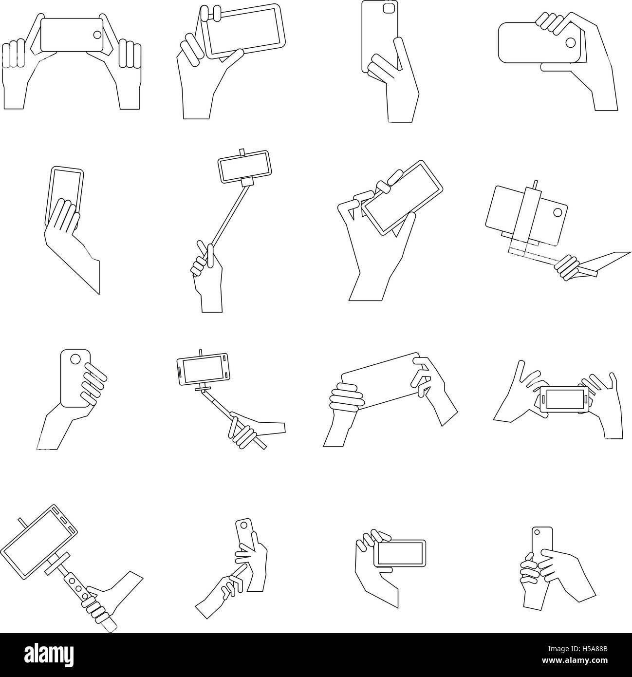 Selfie icons set, thin line style Stock Vector Image & Art - Alamy