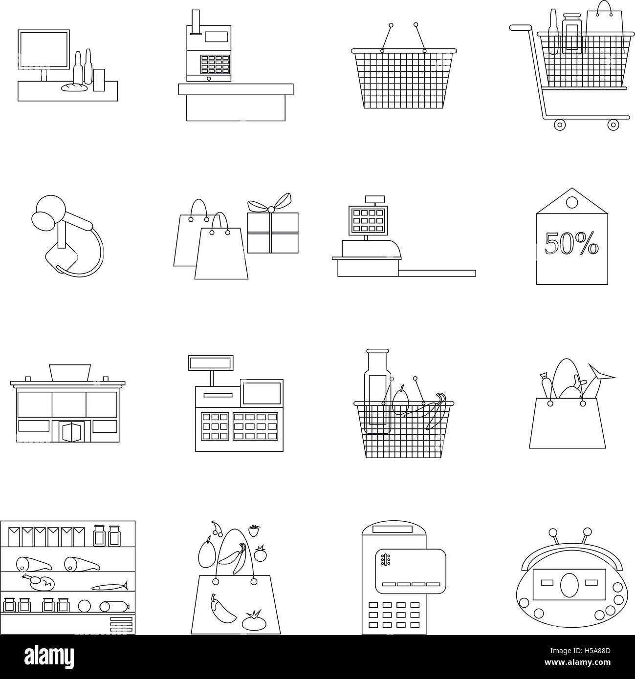 Supermarket icons set, thin line style Stock Vector Image & Art - Alamy