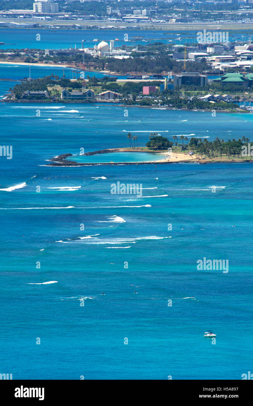 Lagoon in Ala Moana Beach Park in Honolulu, Hawaii Stock Photo