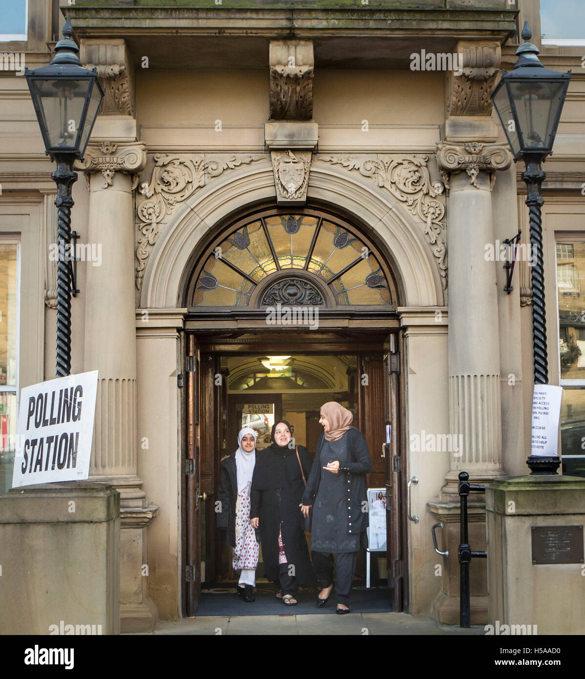 Voters at Batley Town Hall, as voting started in the Batley and Spen by-election called after the death of MP Jo Cox days before the Brexit referendum. Stock Photo