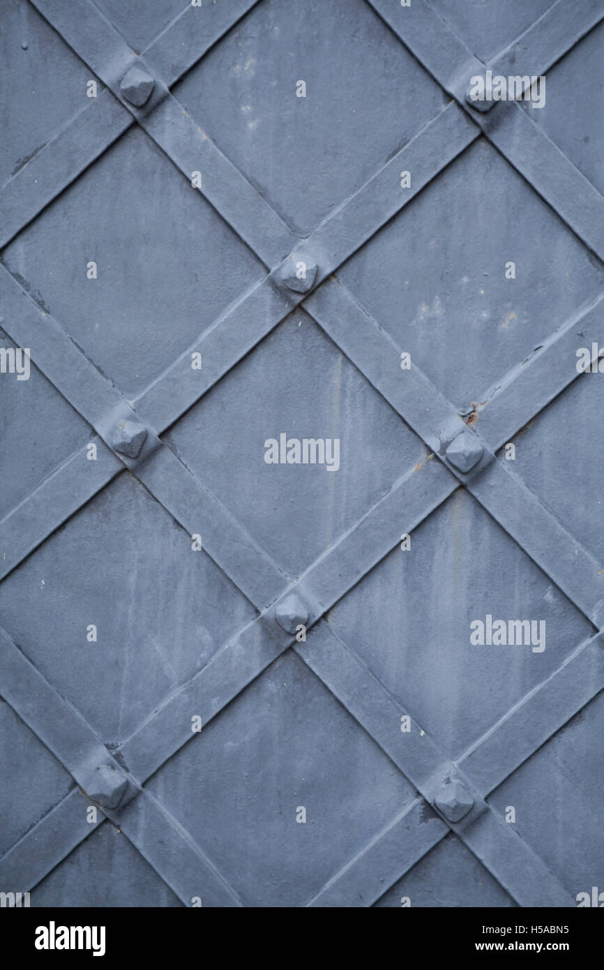 Detail Of Old Painted Steel Door Or Grid Pattern Vintage
