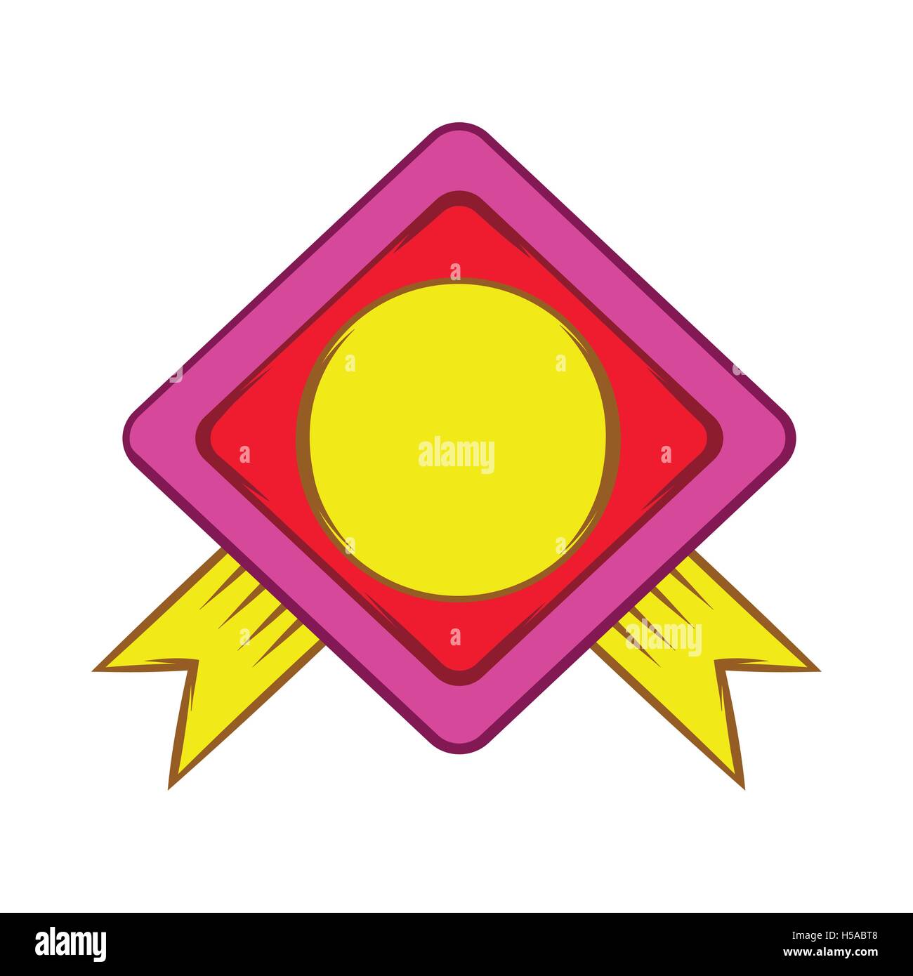 Color badge with yellow ribbons icon cartoon style Stock Vector Image ...