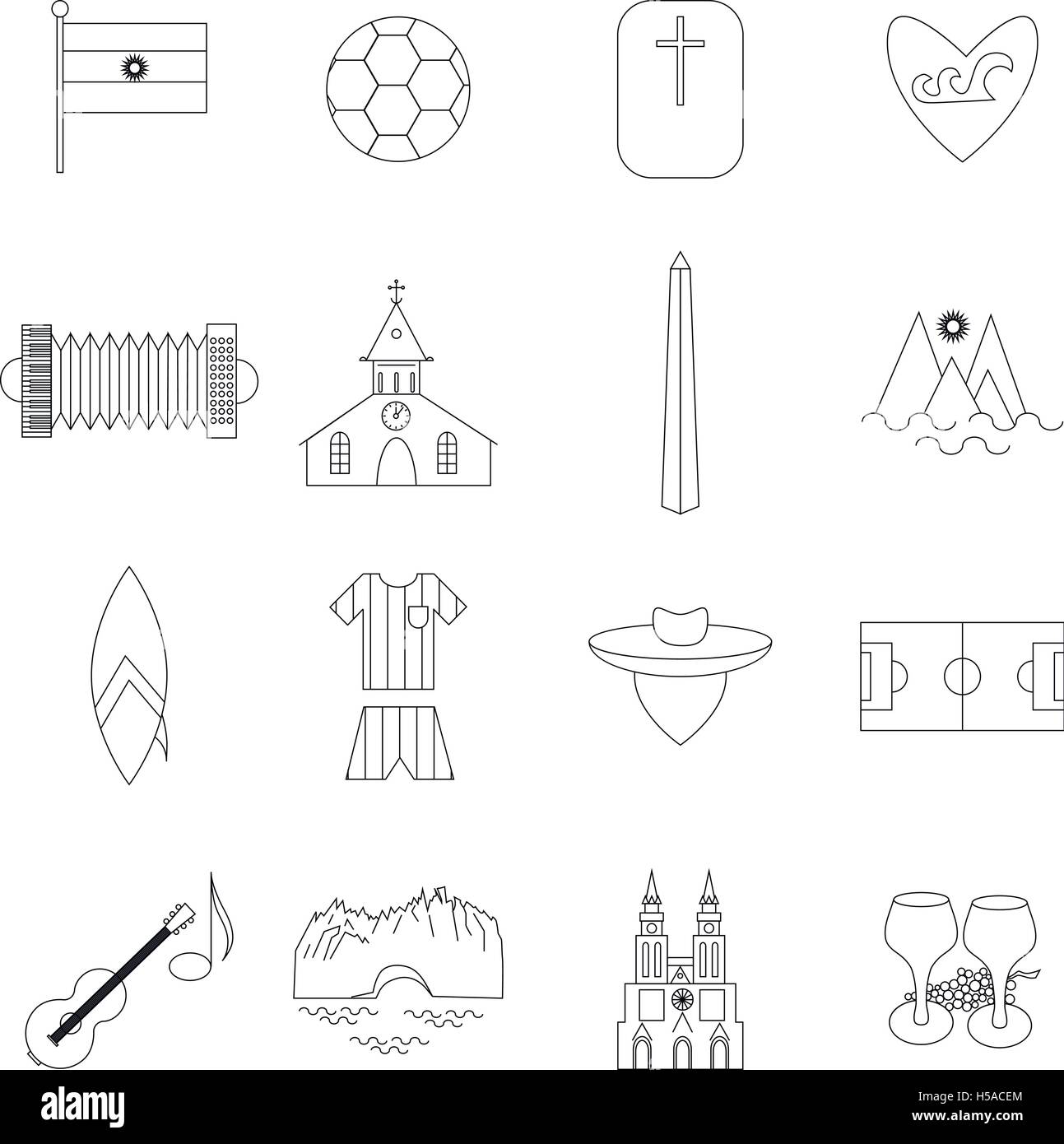 Argentina outline icons Stock Vector