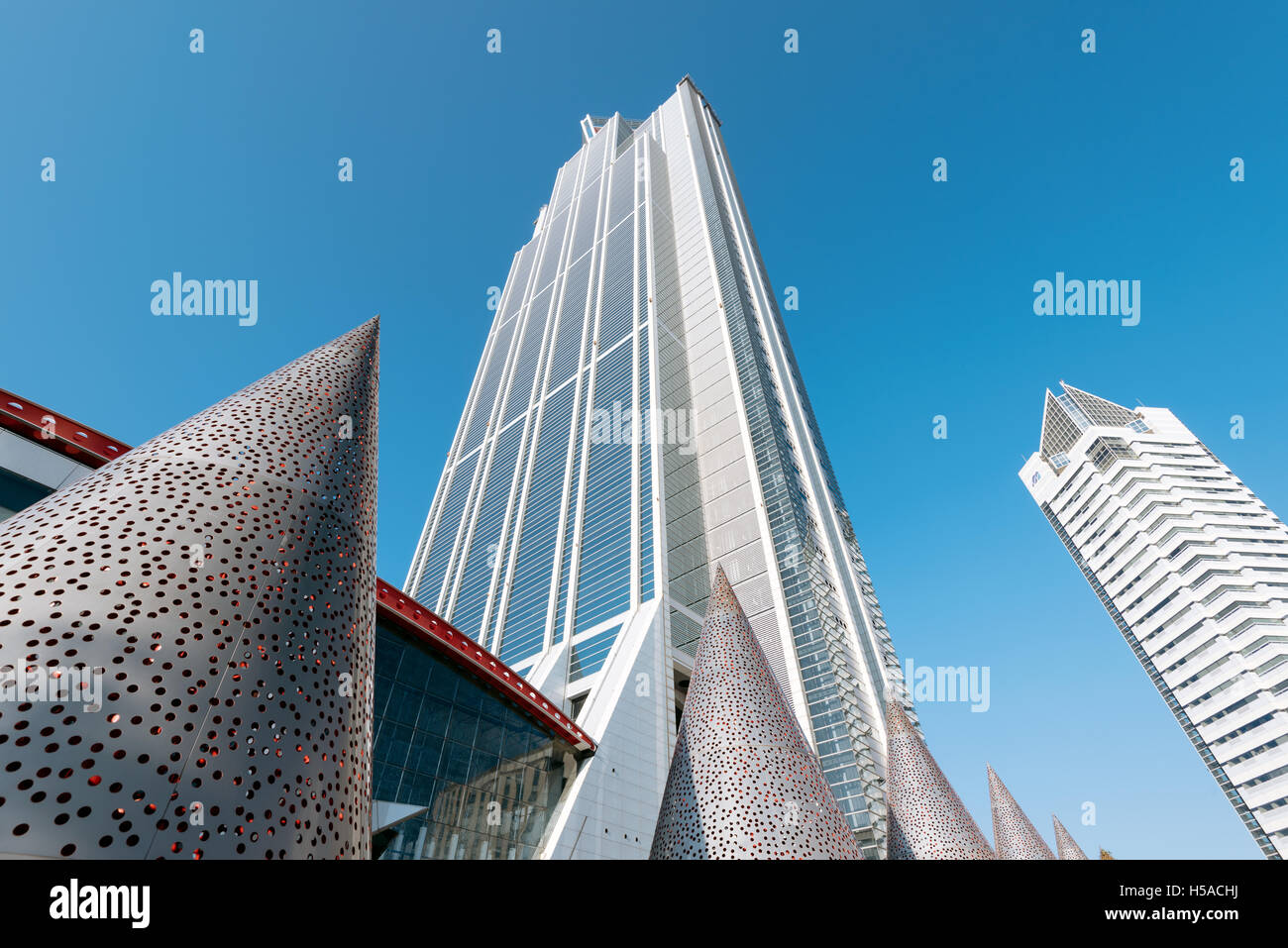 Osaka, Japan – November 30 2015: The Osaka Prefectural Government Sakishima Building, or Cosmo Tower, is the second tallest buil Stock Photo