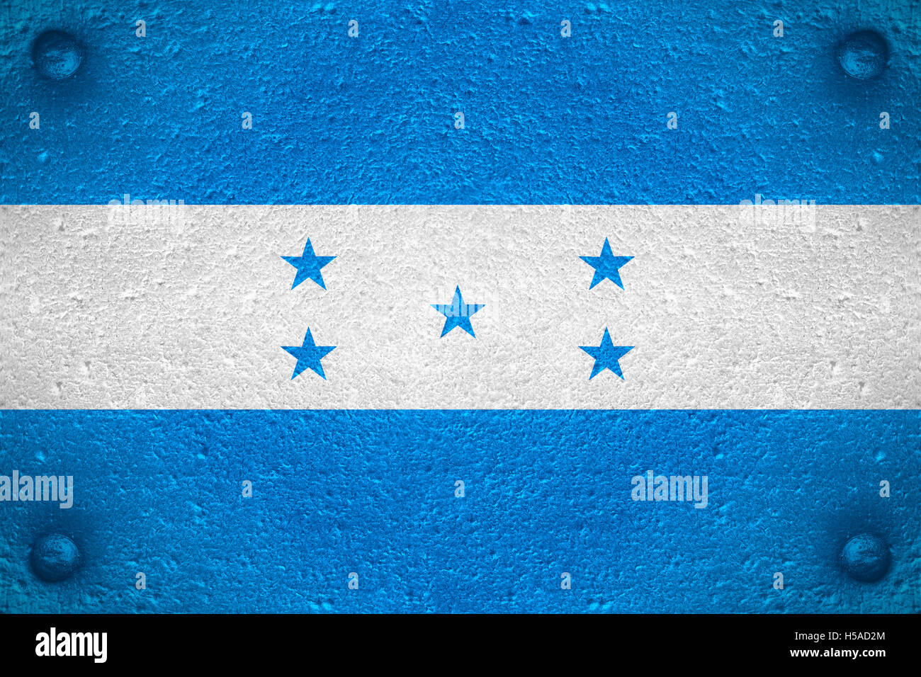 flag of Honduras or Honduran banner on steel background Stock Photo