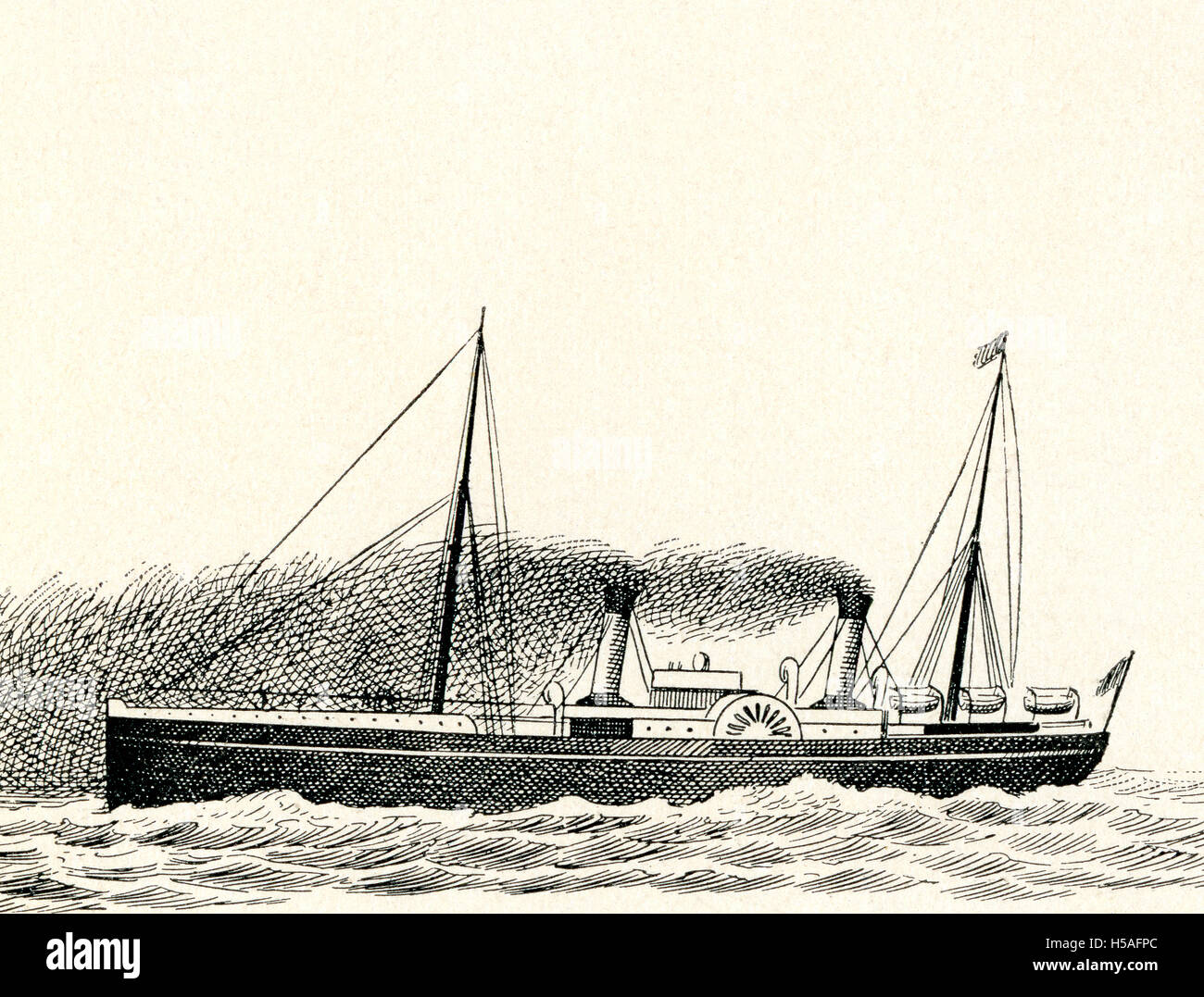 A 19th century paddle steamer. Stock Photo