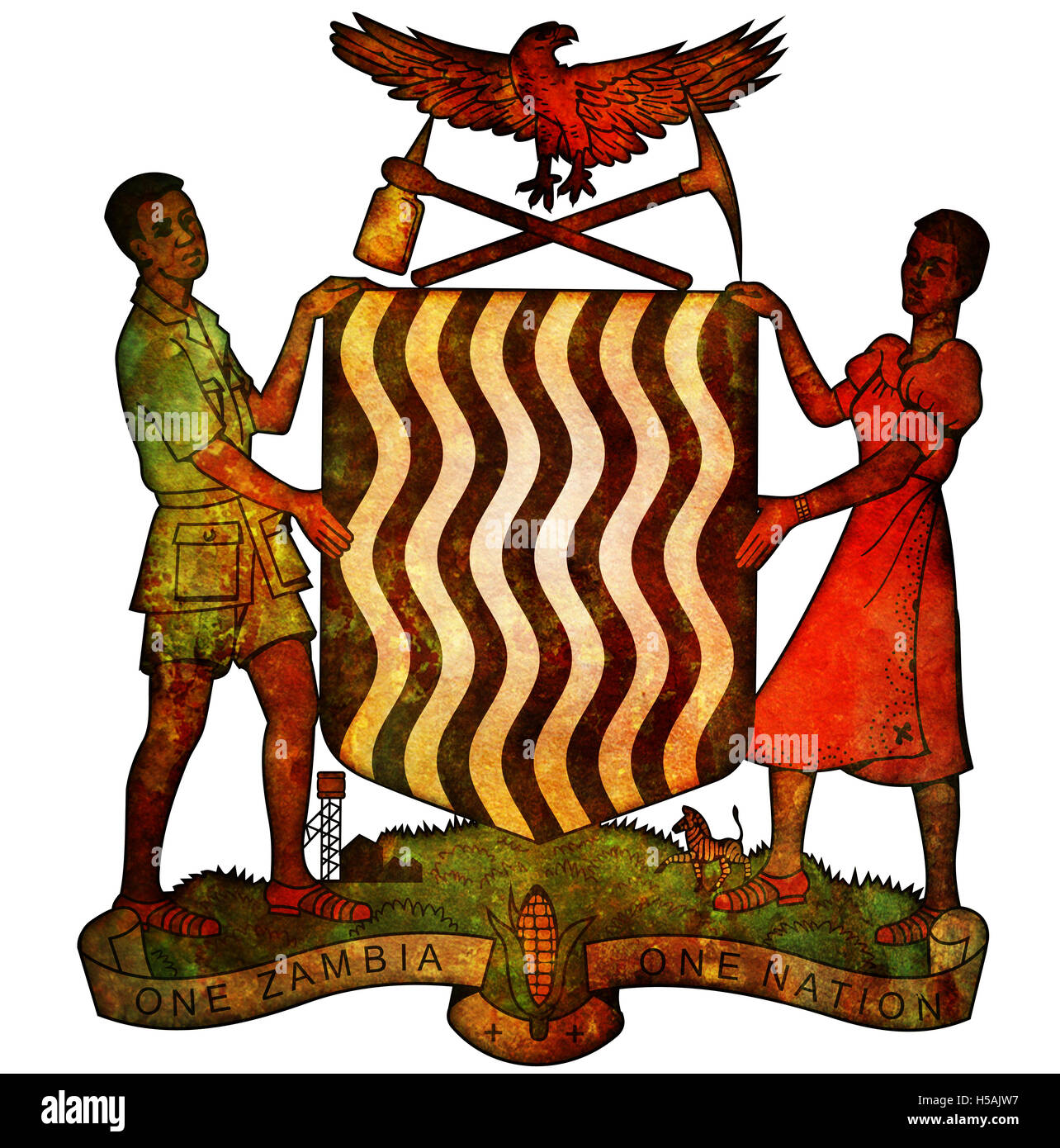 old isolated over white coat of arms of zambia Stock Photo Alamy