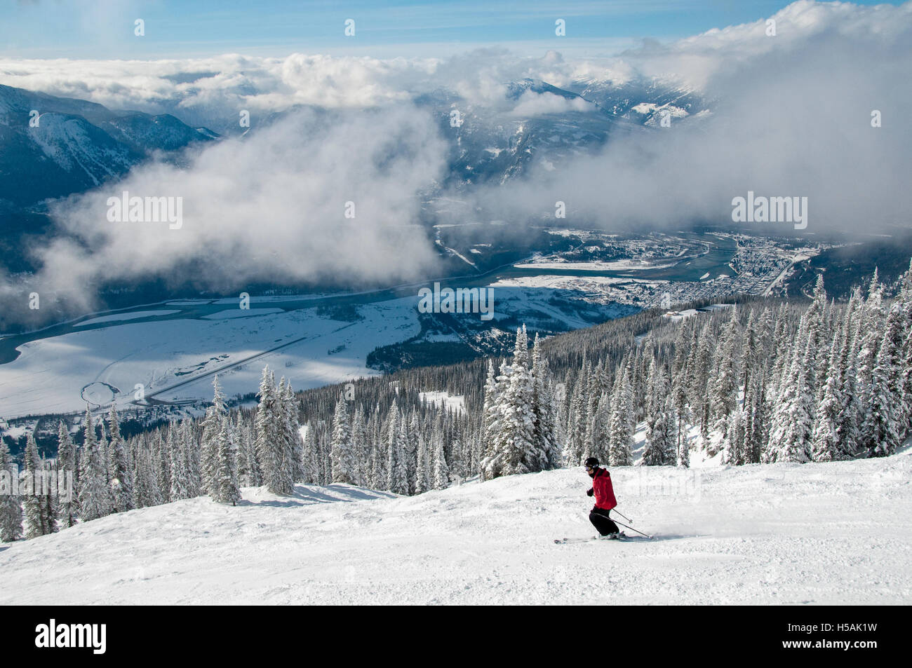 Ski slopes above the Columbia River Valley, Revelstoke Mountain Resort