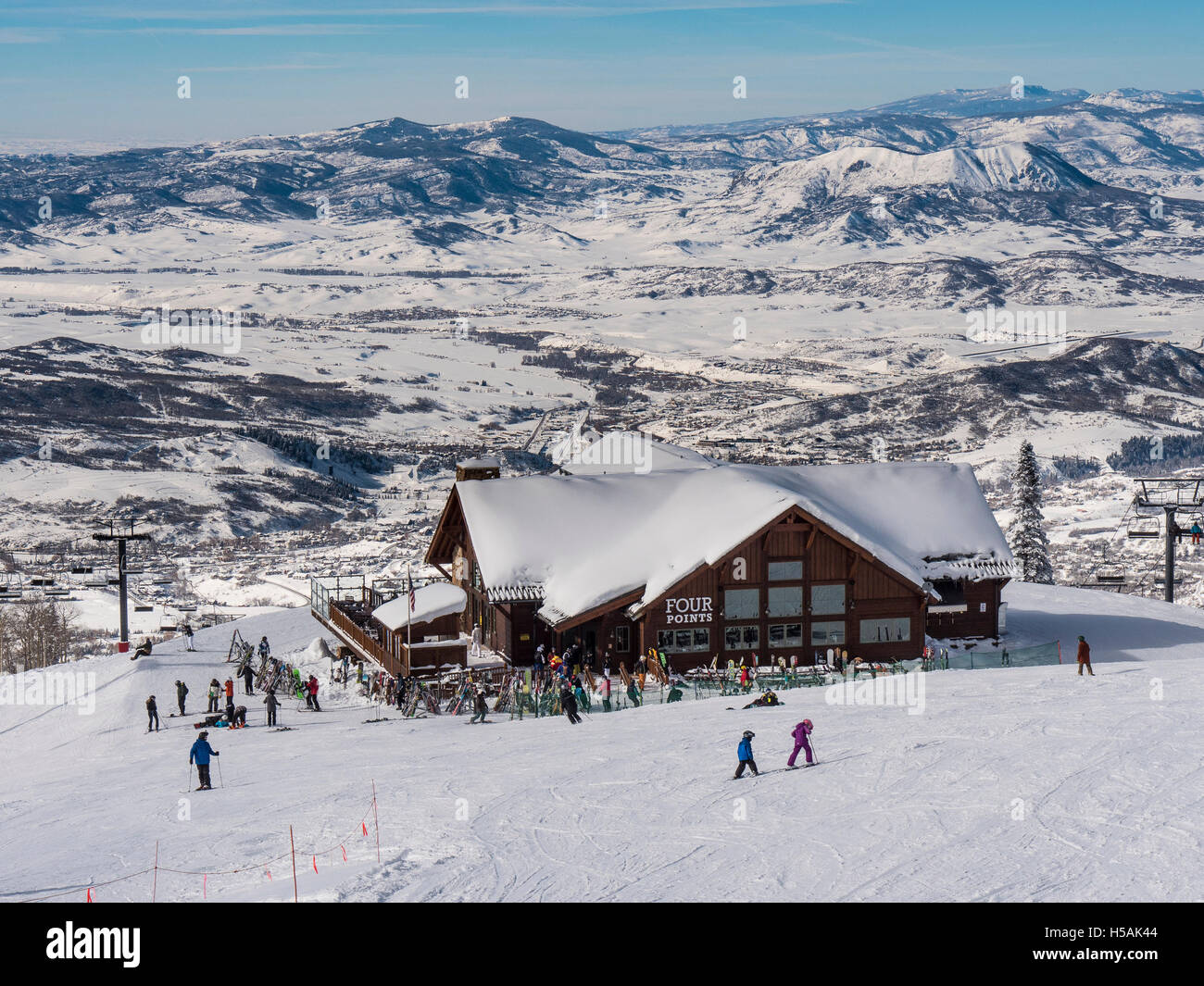 Four Points Lodge, Steamboat Ski Resort, Steamboat Springs, Colorado. Stock Photo