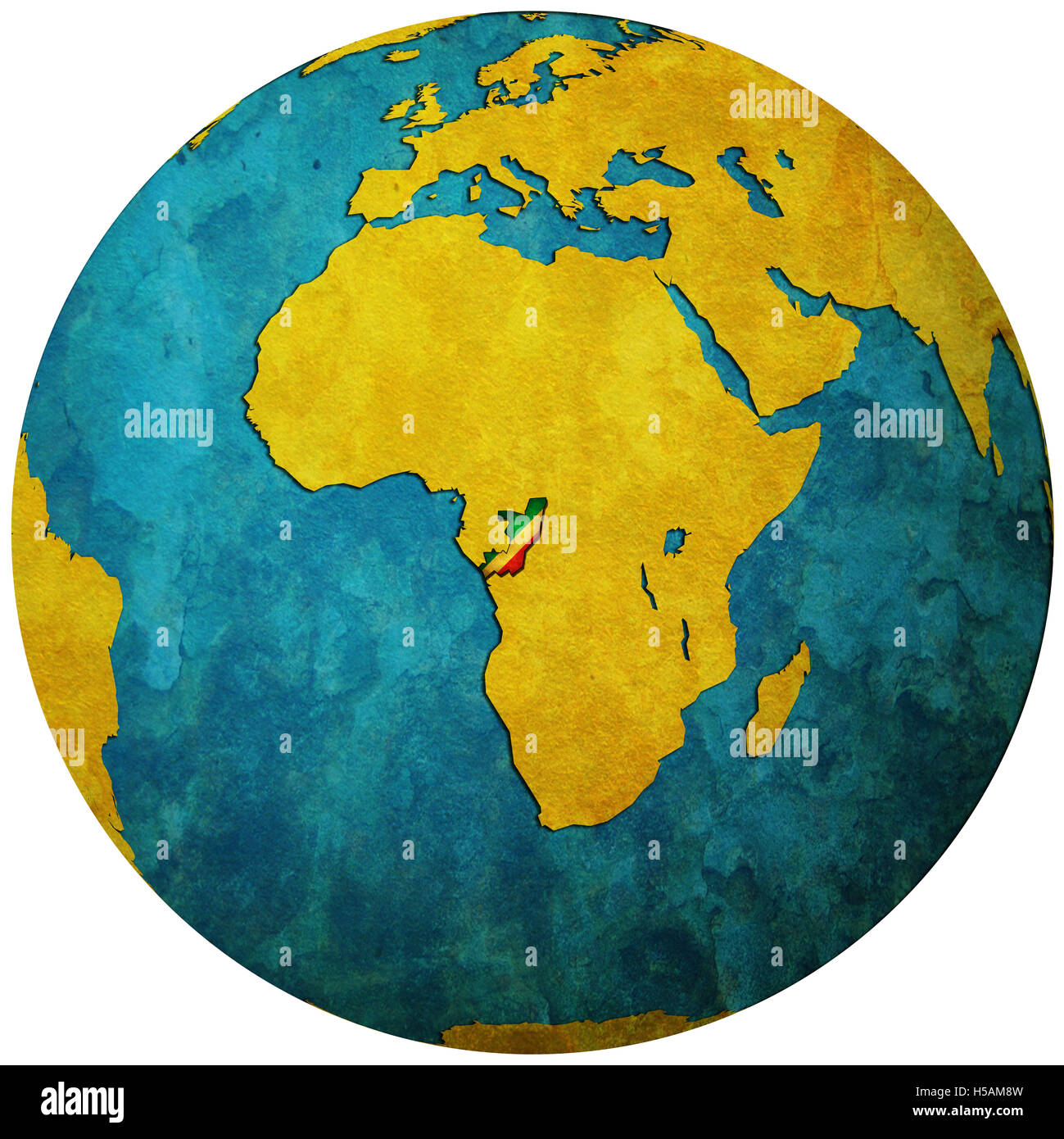 republic of congo territory with flag on map of globe Stock Photo - Alamy