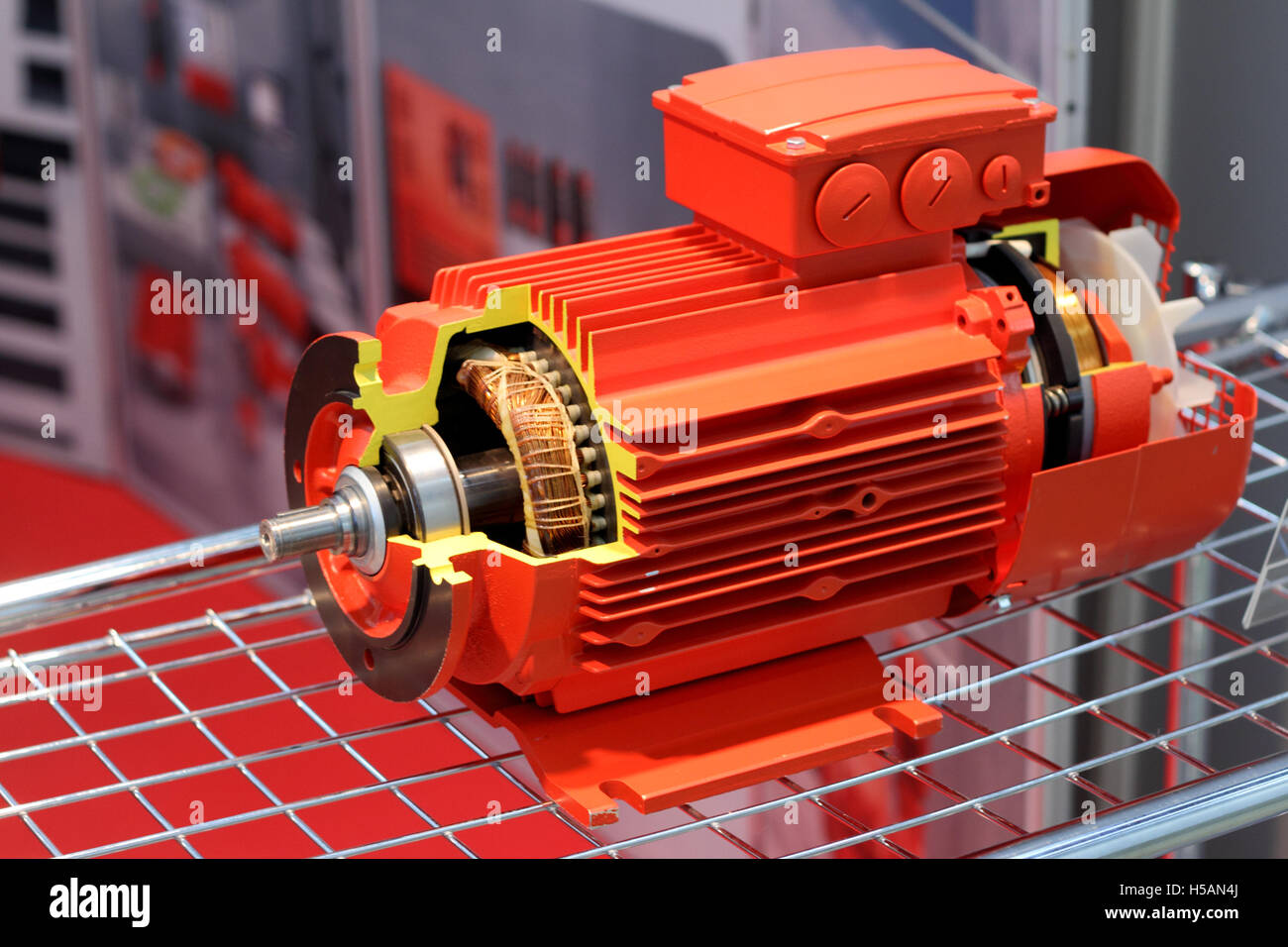 The red electric motor is presented in a cut Stock Photo