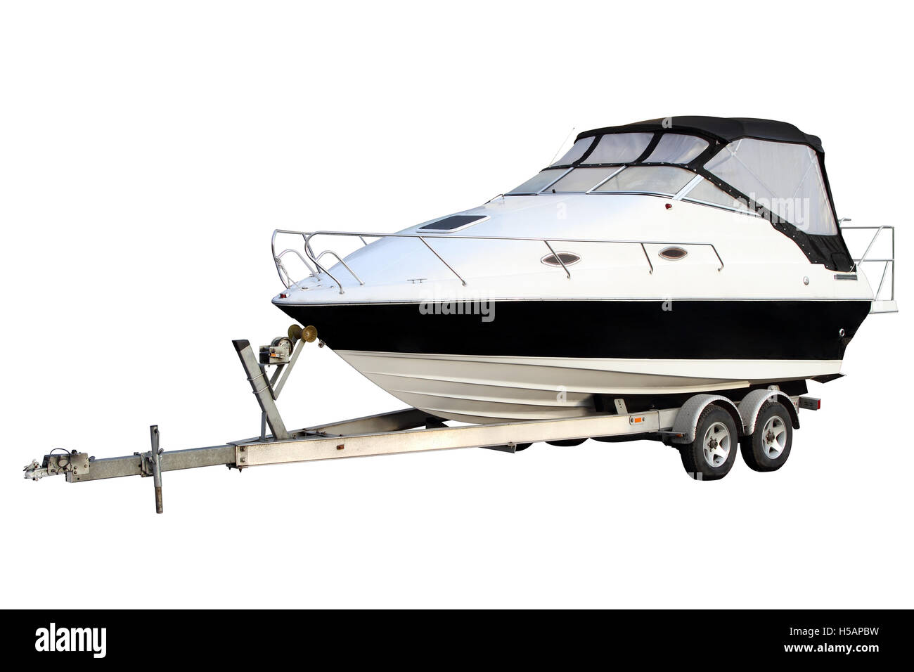 Motor yacht separately on a white background Stock Photo - Alamy