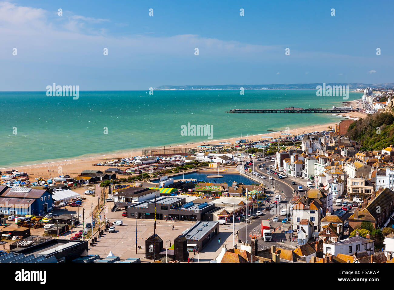 Overlooking the town of Hastings East Susses England UK Europe Stock Photo