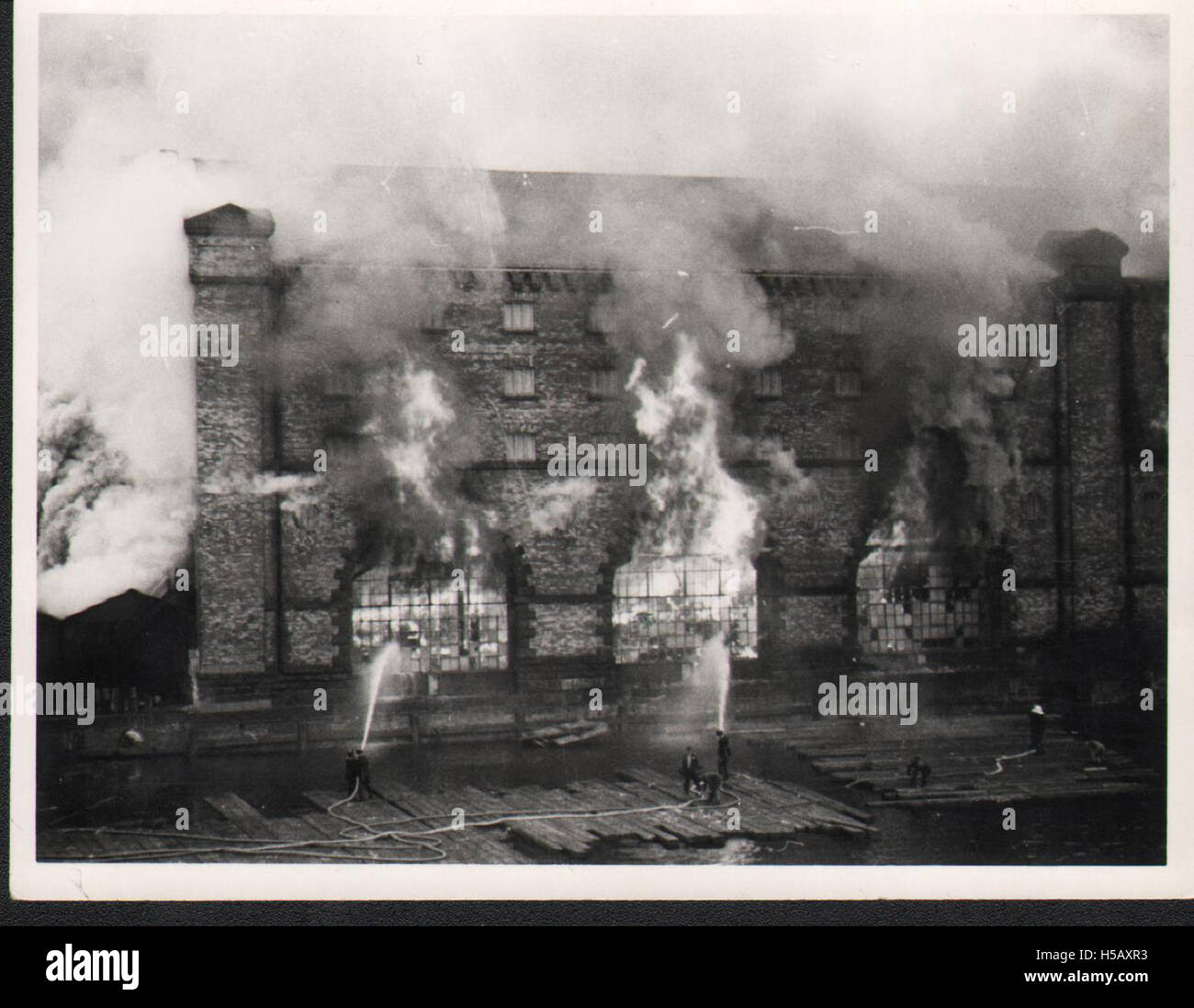 0 Smoke and flames Match factory fire 1954 Stock Photo Alamy