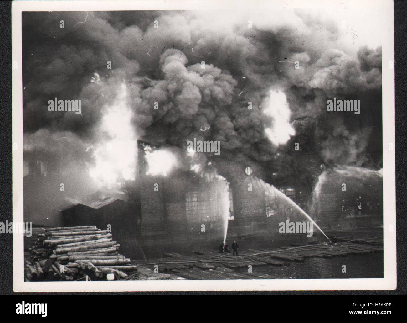 5 Smoke and flames Match factory fire 1954 Stock Photo Alamy