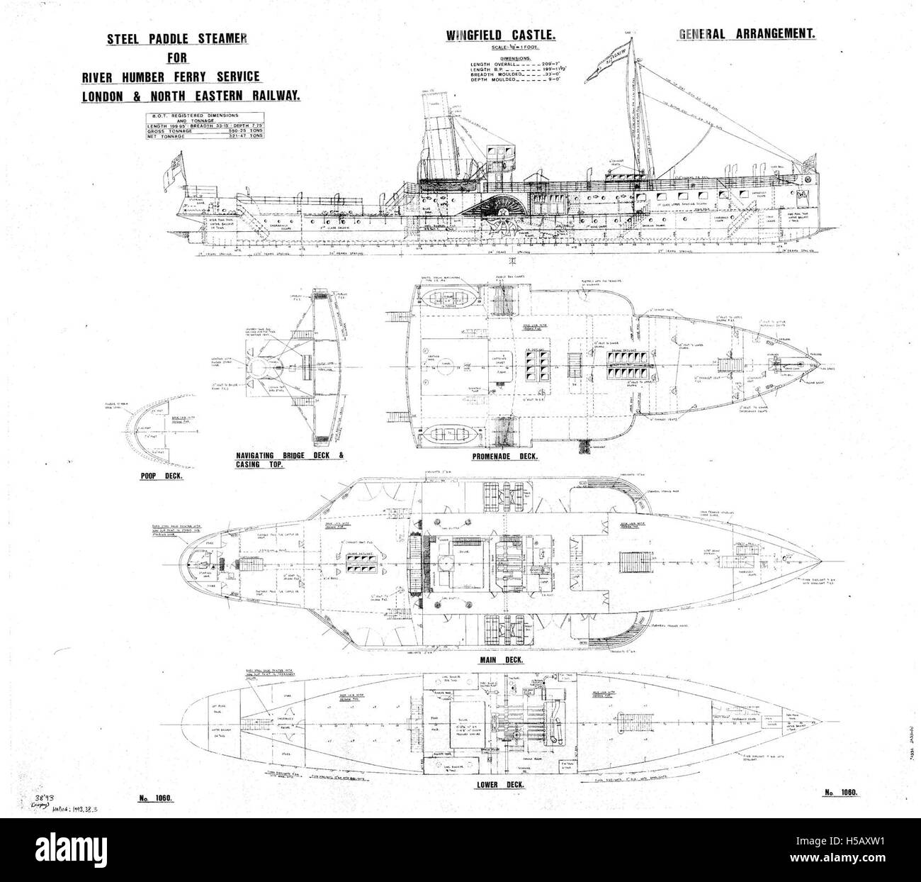 PSS Wingfield Castle - General Arrangement Plan Stock Photo