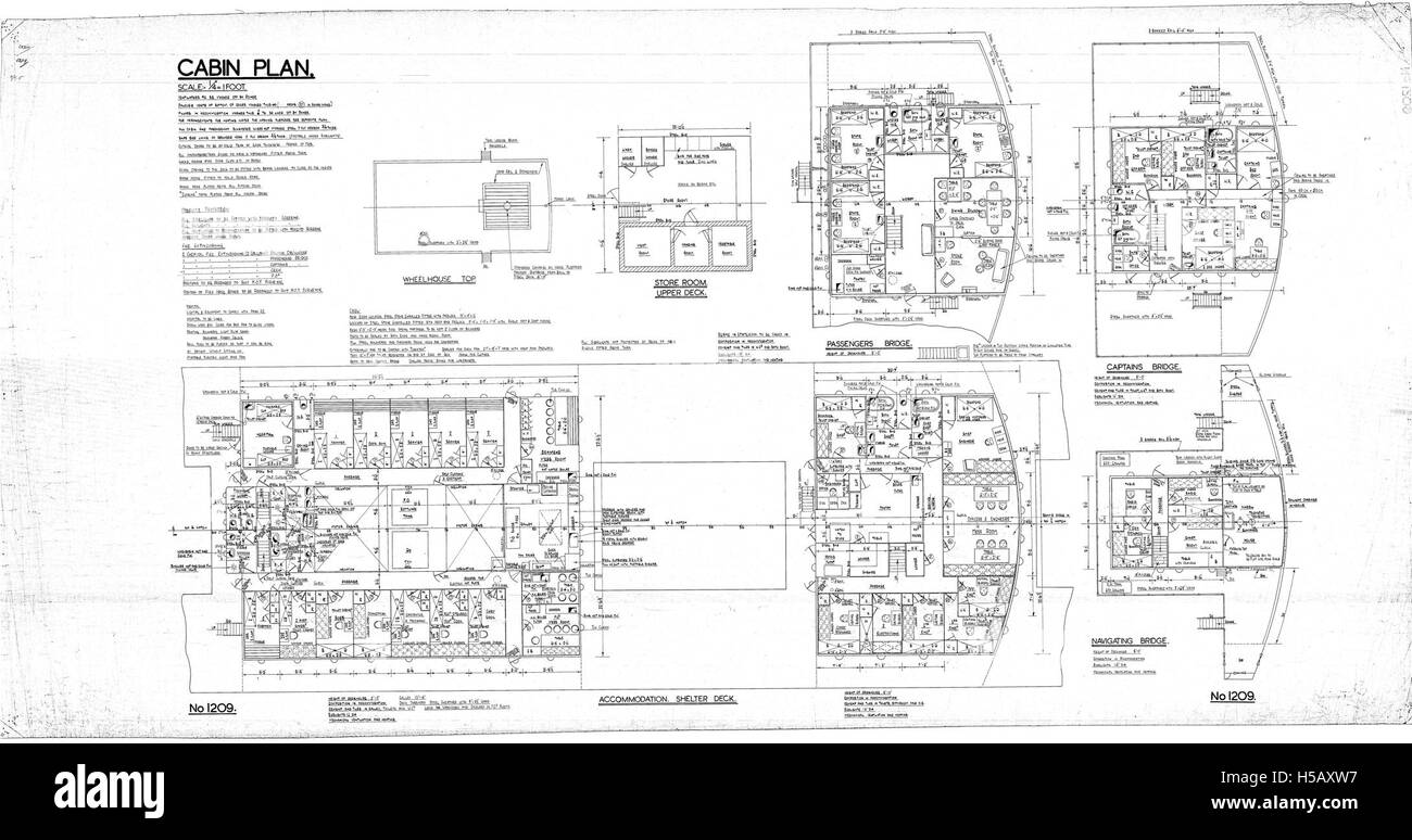 MS General Guisan - Cabin Plan Stock Photo