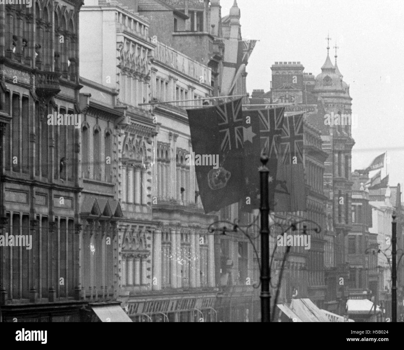 Flags detail from High Street, Belfast image Stock Photo Alamy