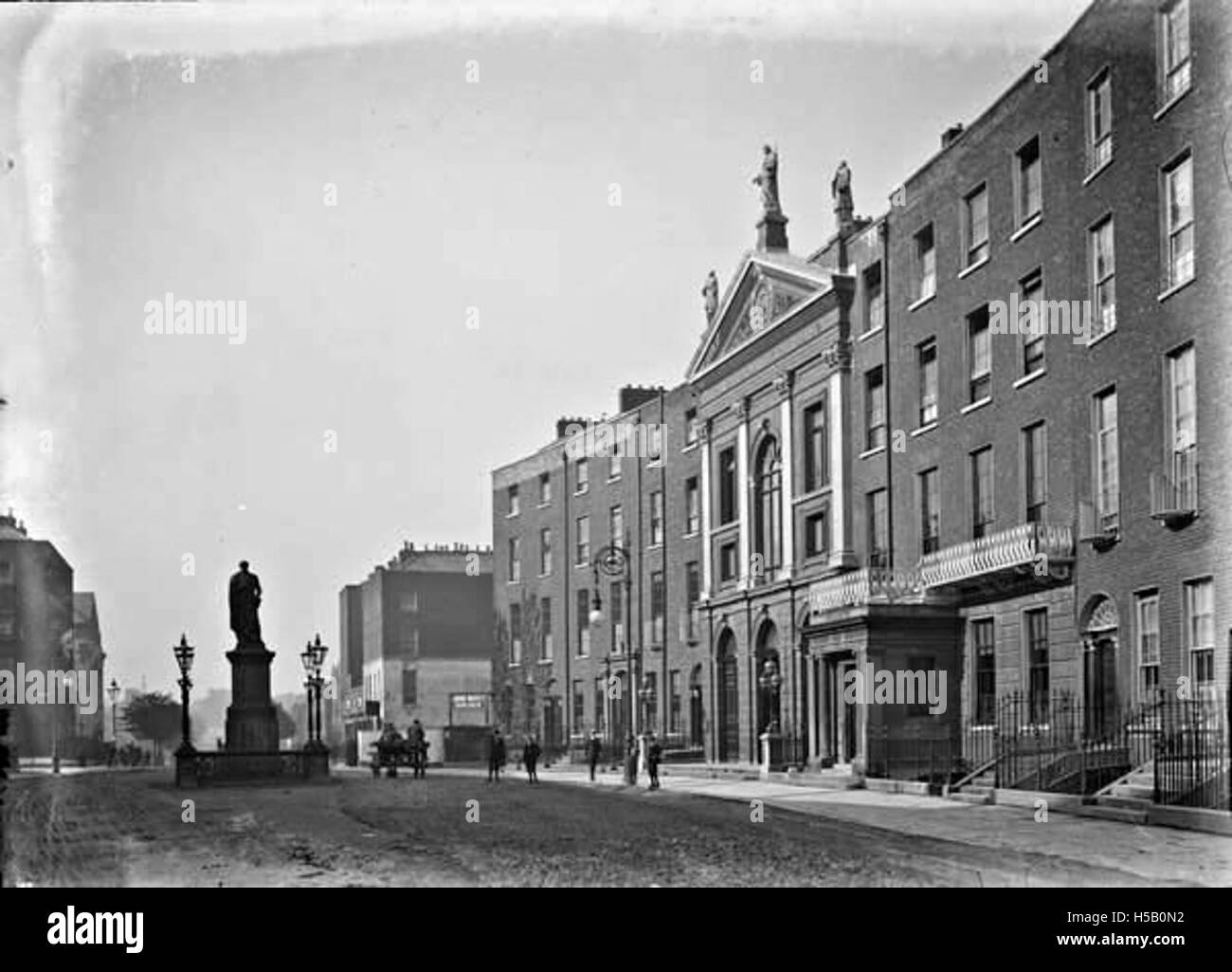 The Crescent in Limerick, Ireland, with a view of the Jesuit's Church, an important religious and architectural landmark in the city. Stock Photo