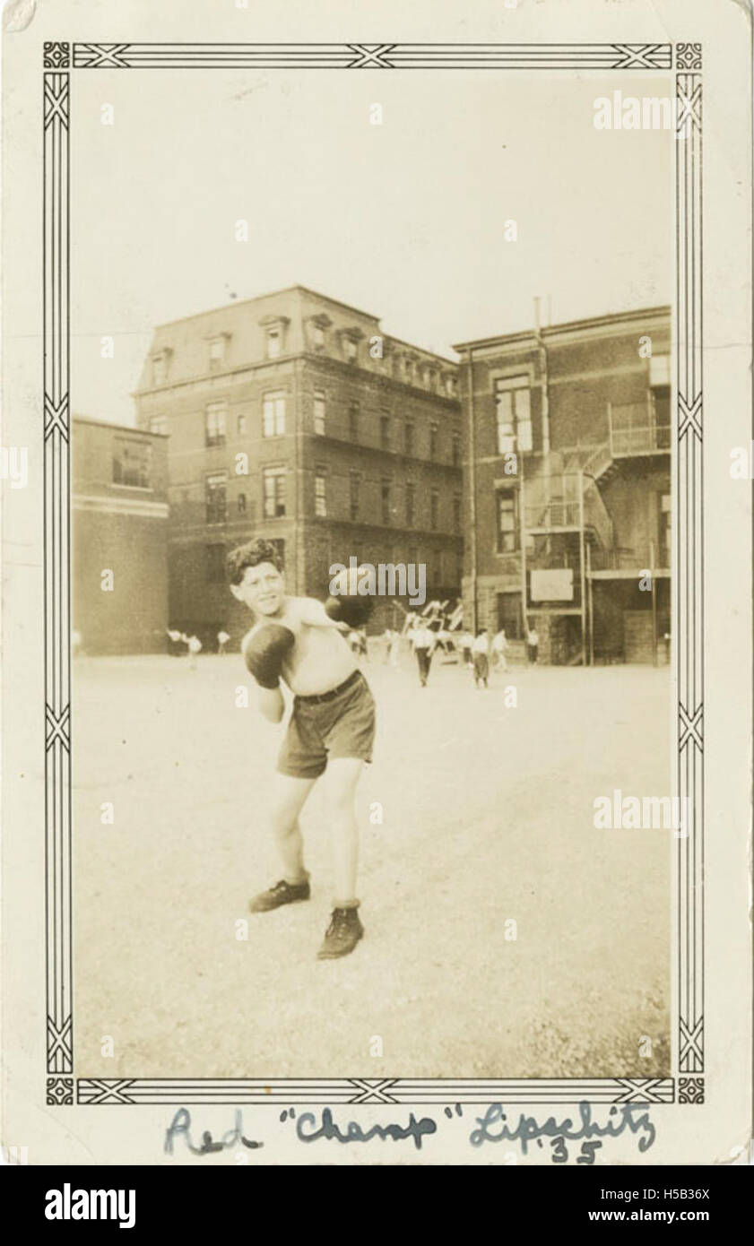 Boy in boxing gloves at Hebrew Orphan Asylum Stock Photo Alamy