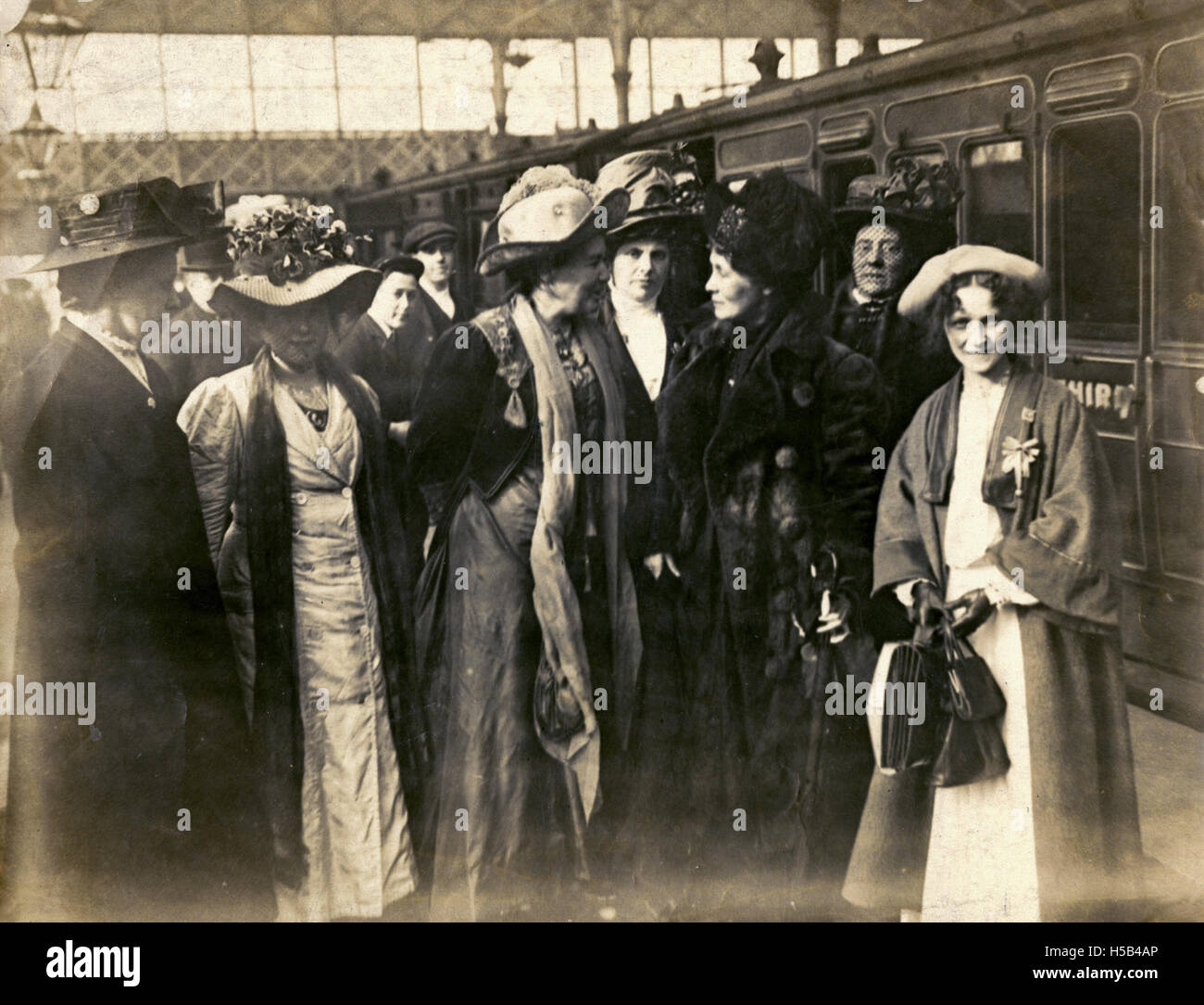 This photograph features prominent suffragists Emmeline Pankhurst and ...