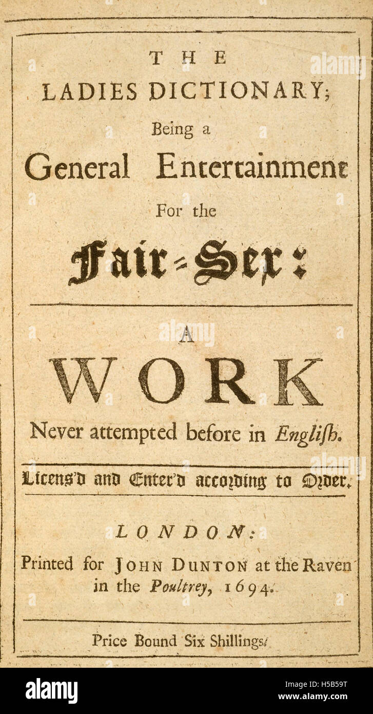 The Ladies' Dictionary 1694 Stock Photo Alamy