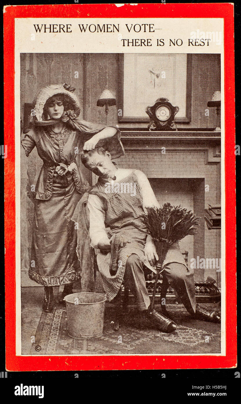 Anti women's suffrage postcard hi-res stock photography and images