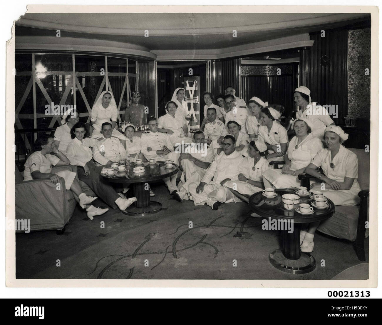 Unidentified medical personnel on board TSS ORANJE II, June 1941 Stock Photo