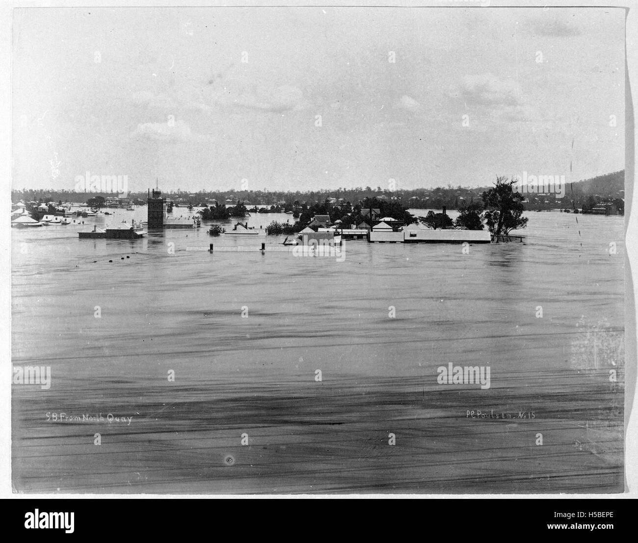 Brisbane floods 1893. South Brisbane from North Quay Stock Photo