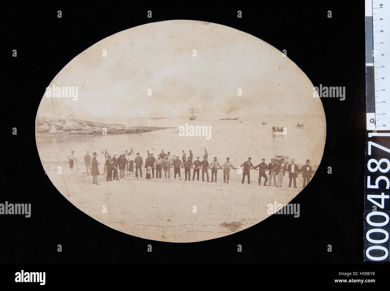 Landing of the New Zealand to Sydney telegraph cable at La Perouse in 1876 Stock Photo