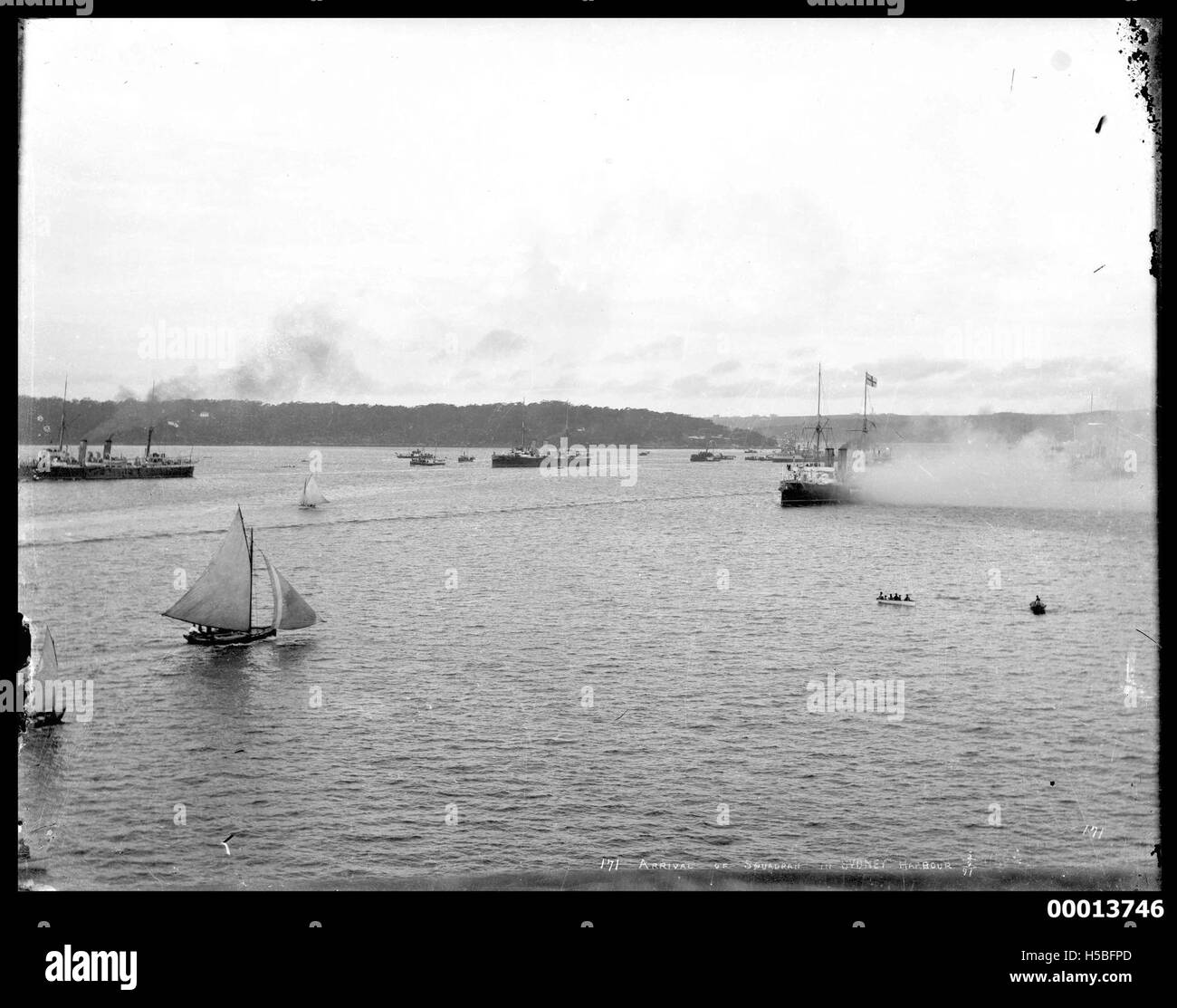 Squadron of Australia's first naval fleet arriving in Sydney Harbour ...